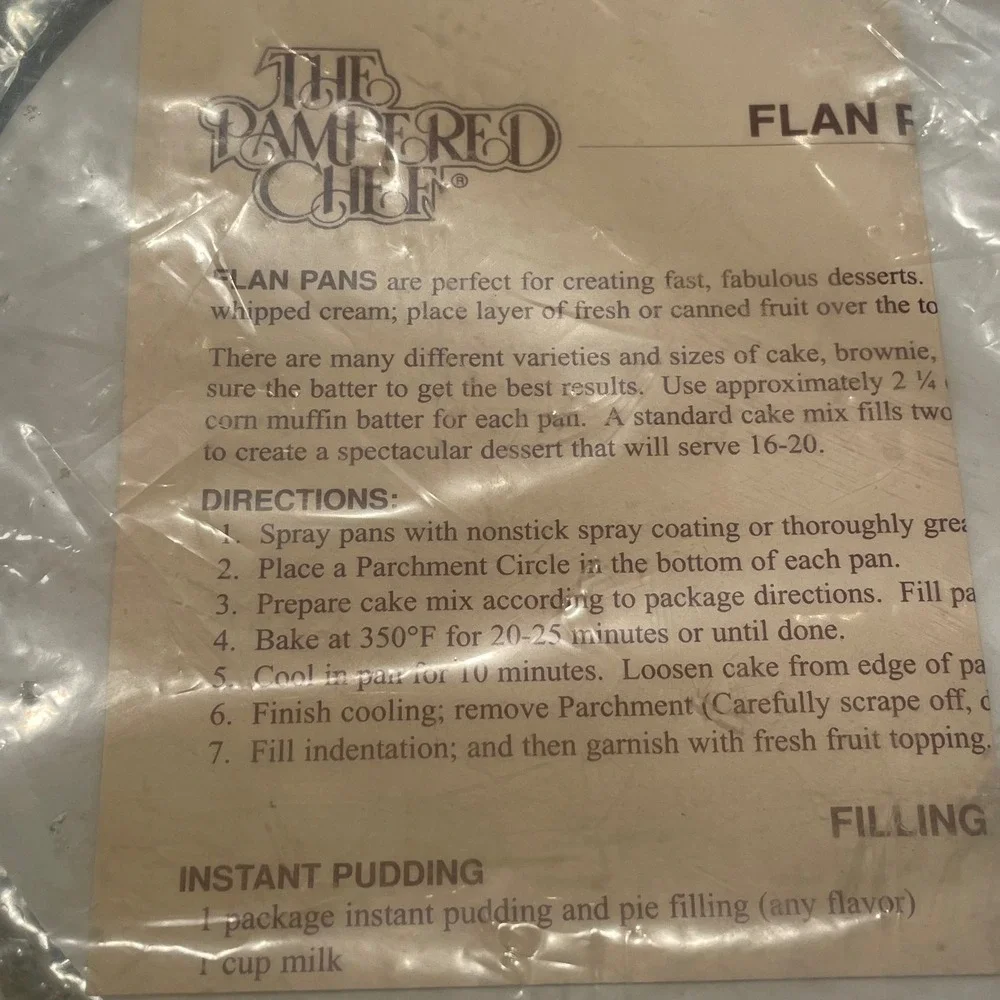 The Pampered Chef Flan Pan Set Two 10 Inch Tinned Steel Pans Vintage Kitchenware